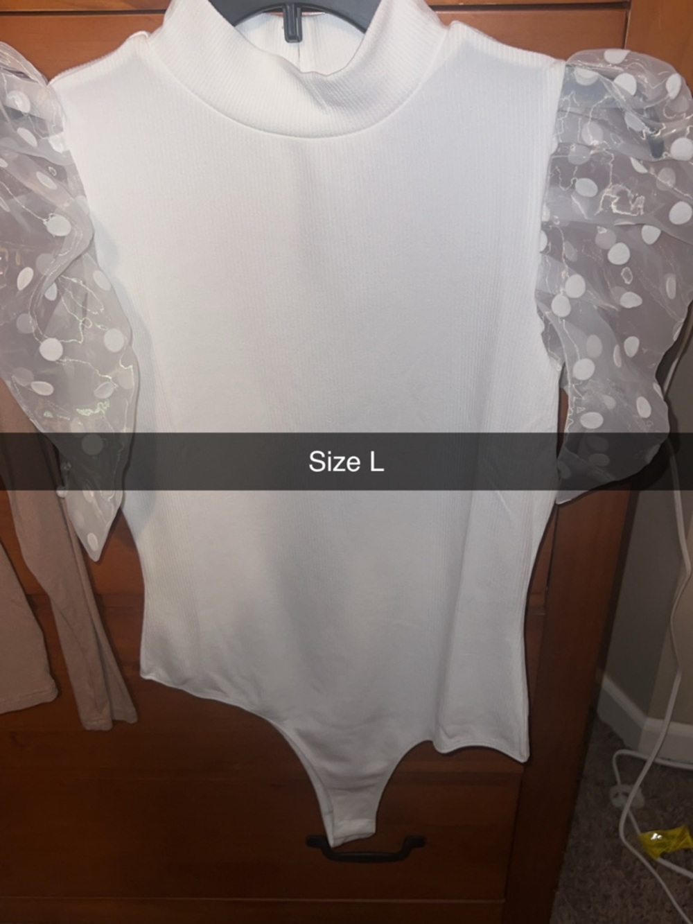 White Puff Sleeve Mock Neck Bodysuit